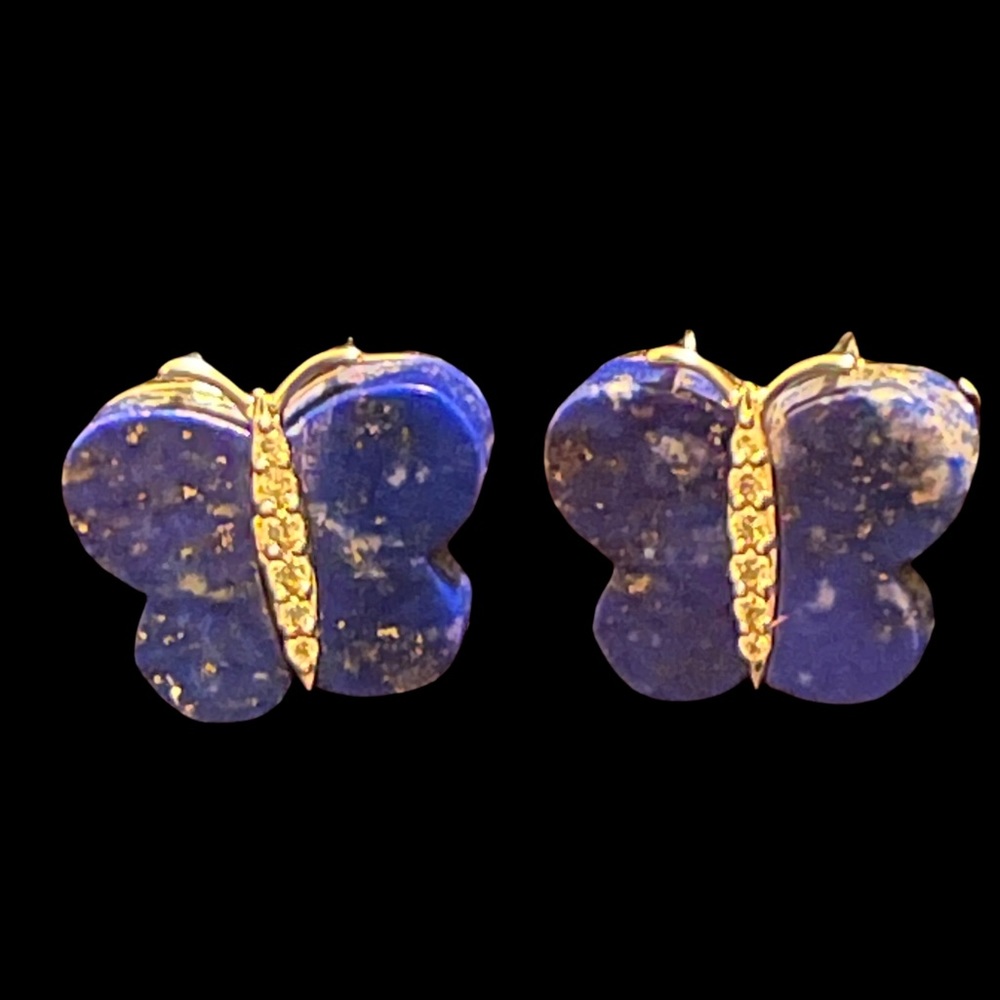 Generation Gems Gemstone Butterfly Earrings Sterling Silver Lapis Lazuli
